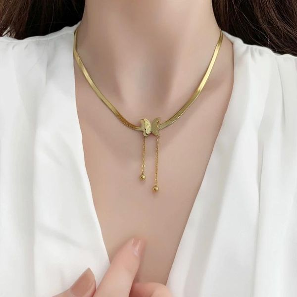 chains 2021 fashion stainless steel butterfly tassel necklace korean snake chain exquisite clavicle for women, Silver
chains 2021 fashion stainless steel butterfly tassel necklace korean snake chain exquisite clavicle for women, Silver