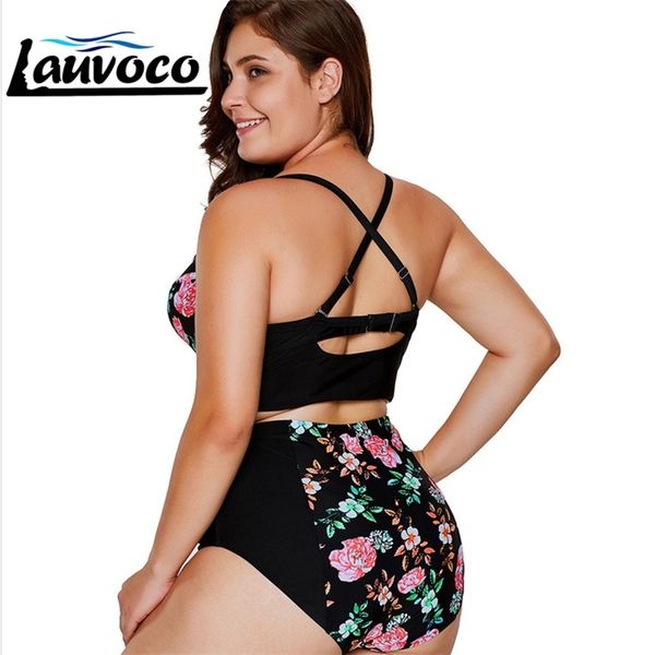 floral print plus size women bikini set cut out swimwear high waist swimsuit 5xl fat big cup two piece bikini push up beachwear, White;black 
floral print plus size women bikini set cut out swimwear high waist swimsuit 5xl fat big cup two piece bikini push up beachwear, White;black