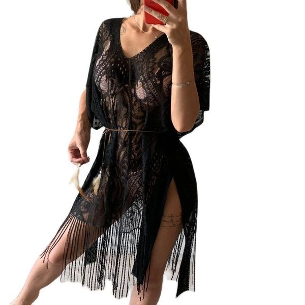 women's swimwear 2021 fringe tassel lace crochet tunic beach cover up bikini swimsuit cover-ups dress wear beachwear female v1431, White;black
women's swimwear 2021 fringe tassel lace crochet tunic beach cover up bikini swimsuit cover-ups dress wear beachwear female v1431, White;black