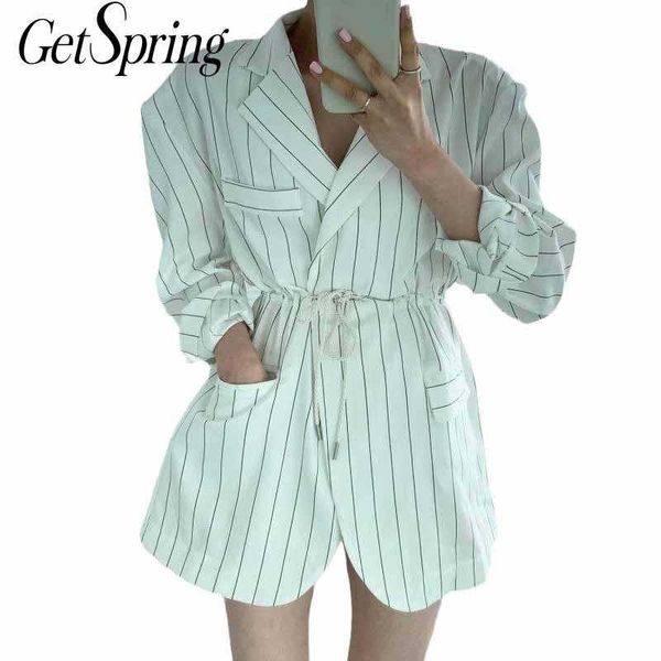 getspring women blazer white strip suit drawstring long sleeve temperament ladies coat jacket 210601, White;black
getspring women blazer white strip suit drawstring long sleeve temperament ladies coat jacket 210601, White;black