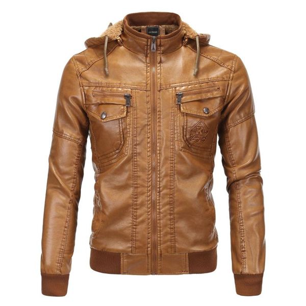 men's fur & faux 2021 winter hooded leather jacket men warm thicken coats windproof wool liner male jaqueta couro masculina, Black
men's fur & faux 2021 winter hooded leather jacket men warm thicken coats windproof wool liner male jaqueta couro masculina, Black