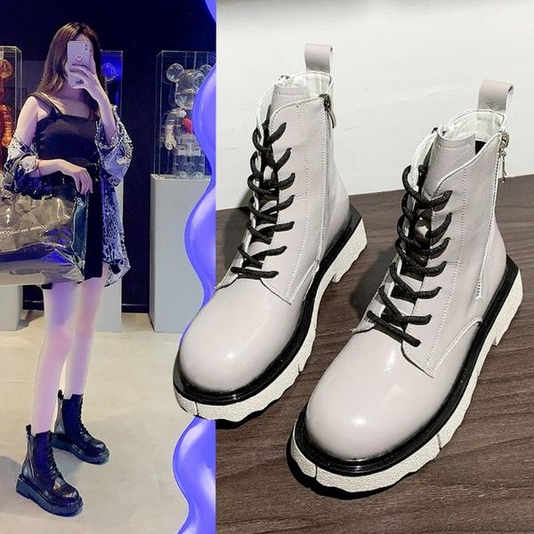 boots autumn winter ankle women platform lace up black white leather rubber woman shoes comfortable women's
boots autumn winter ankle women platform lace up black white leather rubber woman shoes comfortable women's