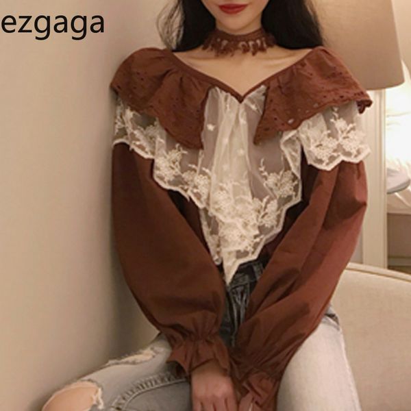 ezgaga party blouse women korean chic v-neck vintage lantern sleeve double lace patchwork loose shirts fashion blusas 210430, White
ezgaga party blouse women korean chic v-neck vintage lantern sleeve double lace patchwork loose shirts fashion blusas 210430, White
