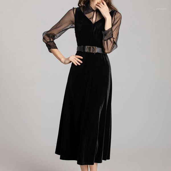 autumn style mesh long sleeve velvet party slim temperament elegant dress women's clothing casual dresses, Black;gray
autumn style mesh long sleeve velvet party slim temperament elegant dress women's clothing casual dresses, Black;gray