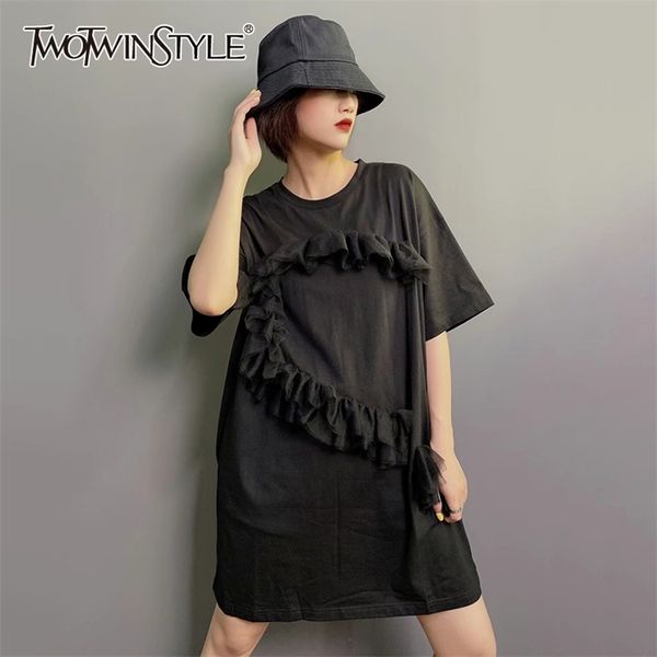 loose patchwork ruffle dress for women o neck short sleeve casual black dresses female fashion clothing 210520, Black;gray
loose patchwork ruffle dress for women o neck short sleeve casual black dresses female fashion clothing 210520, Black;gray