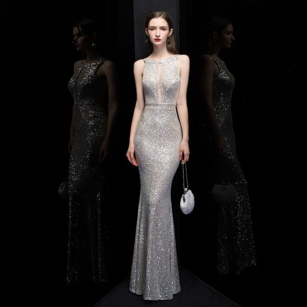 party dresses it's yiiya evening for women silver sequined halter elegant sleeveless mermaid long gowns k099, White;black
party dresses it's yiiya evening for women silver sequined halter elegant sleeveless mermaid long gowns k099, White;black