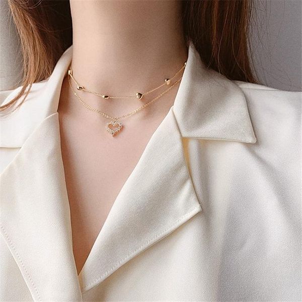 pendant necklaces double layers loving heart sets of chain gold flash diamond zircon clavicle personalized minority elegant necklace women, Silver
pendant necklaces double layers loving heart sets of chain gold flash diamond zircon clavicle personalized minority elegant necklace women, Silver