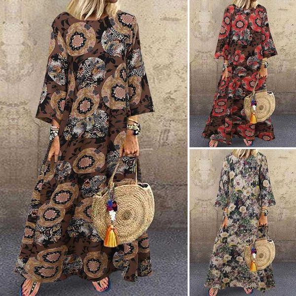 casual dresses women's fashion maxi dress celmia 2021 autumn 3/4 sleeve vintage floral printed long shirt loose party vestidos 7, Black;gray
casual dresses women's fashion maxi dress celmia 2021 autumn 3/4 sleeve vintage floral printed long shirt loose party vestidos 7, Black;gray
