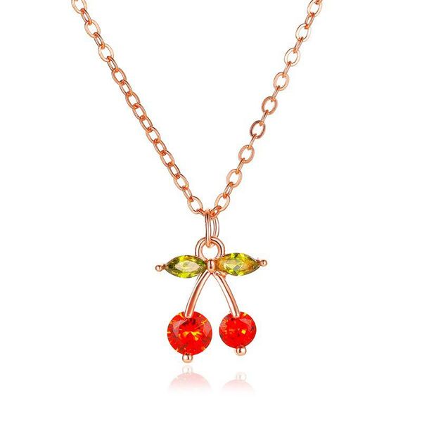 sweet cute girl red cherry pendant necklace korean exquisite women's crystal zircon jewelry charming rose gold clavicle chain necklaces, Silver
sweet cute girl red cherry pendant necklace korean exquisite women's crystal zircon jewelry charming rose gold clavicle chain necklaces, Silver