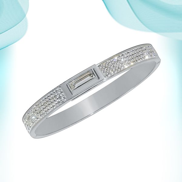 fashion bright stainless steel bangle full diamond baguette rotating buckle round bracelets on hand white gold rose color simple accessories, Black
fashion bright stainless steel bangle full diamond baguette rotating buckle round bracelets on hand white gold rose color simple accessories, Black