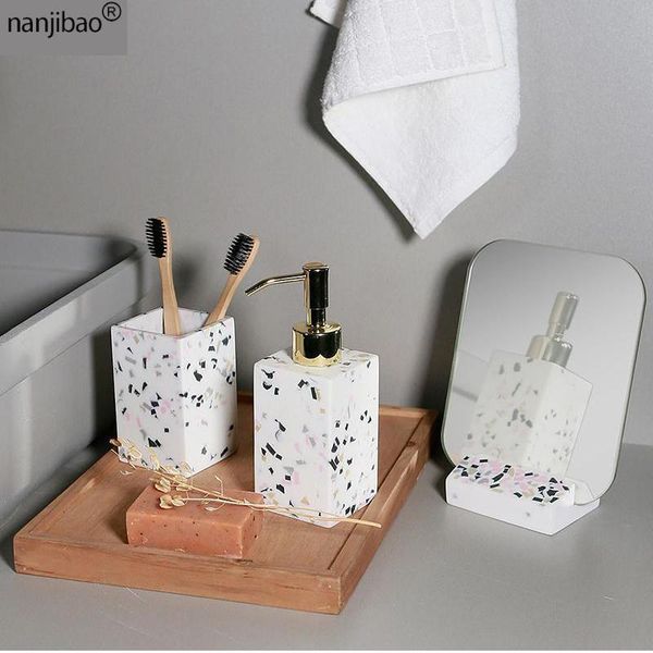 bath accessory set nanjibao home creative terrazzo lotion bottle water cup makeup mirror toilet brush four-piece bathroom accessories
bath accessory set nanjibao home creative terrazzo lotion bottle water cup makeup mirror toilet brush four-piece bathroom accessories
