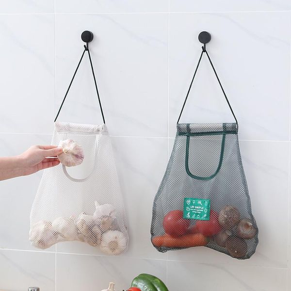 

storage bags hanging bag hollow mesh handle net hangable breathable fruit vegetable sundries sorting kitchen tool