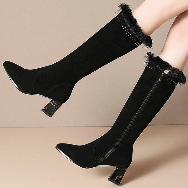 boots shoes woman autumn winter knee high suede leather heels night club party size 41 42 43, Black
boots shoes woman autumn winter knee high suede leather heels night club party size 41 42 43, Black