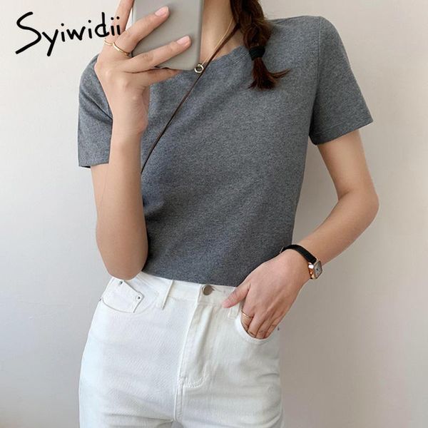 women's t-shirt syiwidii thicken sanding t shirts for women 2021 summer short sleeve o neck slim ladies harajuku cotton casual gray wh, White
women's t-shirt syiwidii thicken sanding t shirts for women 2021 summer short sleeve o neck slim ladies harajuku cotton casual gray wh, White