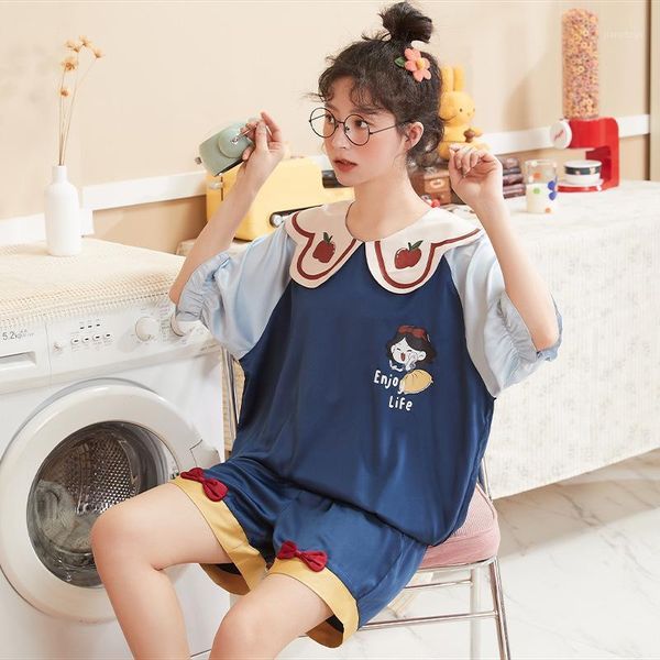 cartoon print sleepwear princess style round neck women pajamas set short sleeve + shorts plus size silk homewear nightwear suit men's, Black;brown
cartoon print sleepwear princess style round neck women pajamas set short sleeve + shorts plus size silk homewear nightwear suit men's, Black;brown