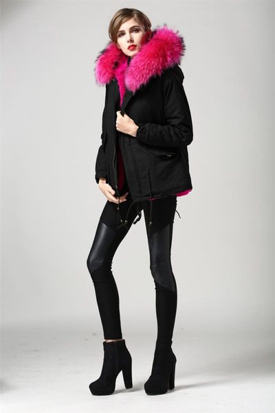 women's fur & faux meifng fashion short parka for women coat winter overcoat with real collar, Black
women's fur & faux meifng fashion short parka for women coat winter overcoat with real collar, Black