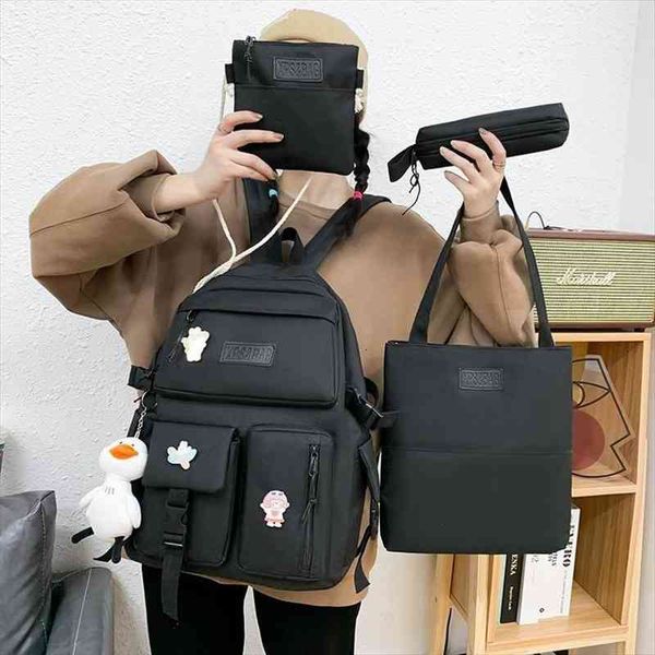 4 pcs set casual school bag backpack for teenager girl women cute student shoulder bags childrens book
4 pcs set casual school bag backpack for teenager girl women cute student shoulder bags childrens book