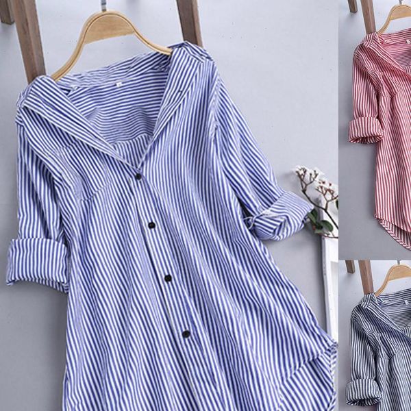 and long sleeve womens shirts button up pullover cotton striped plus size tunic blouse 19july26, White 
and long sleeve womens shirts button up pullover cotton striped plus size tunic blouse 19july26, White