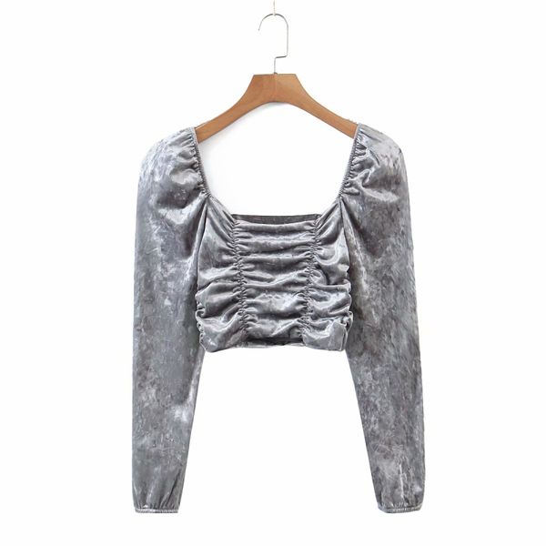 women's knits & tees vintage woman grey veet square collar short blouse 2021 spring fashion ladies soft slim female elegant p, White
women's knits & tees vintage woman grey veet square collar short blouse 2021 spring fashion ladies soft slim female elegant p, White