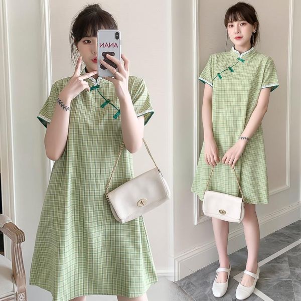 3388# maternity clothes summer improve cheongsam plaid short sleeves easy matching loose stylish dress pregnant women mom dresses, White
3388# maternity clothes summer improve cheongsam plaid short sleeves easy matching loose stylish dress pregnant women mom dresses, White