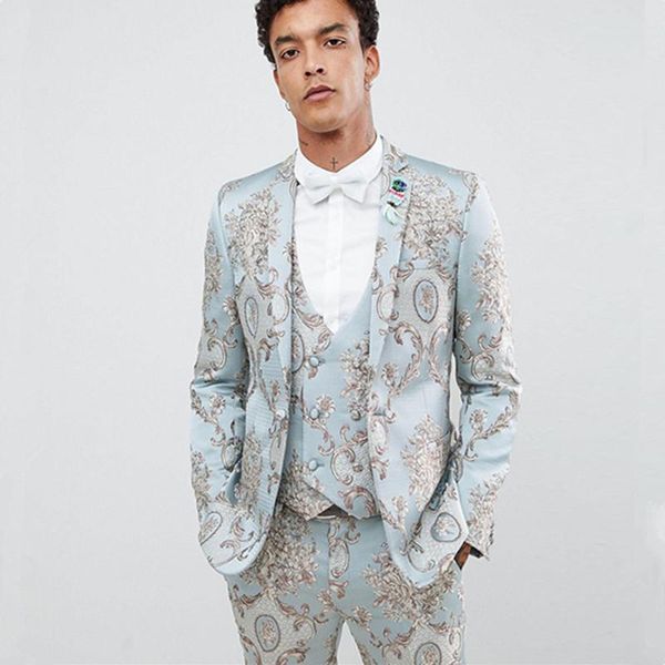 men's suits & blazers printed suit fashion gentleman three-piece (jacket + pants vest) banquet party slim customization, White;black
men's suits & blazers printed suit fashion gentleman three-piece (jacket + pants vest) banquet party slim customization, White;black