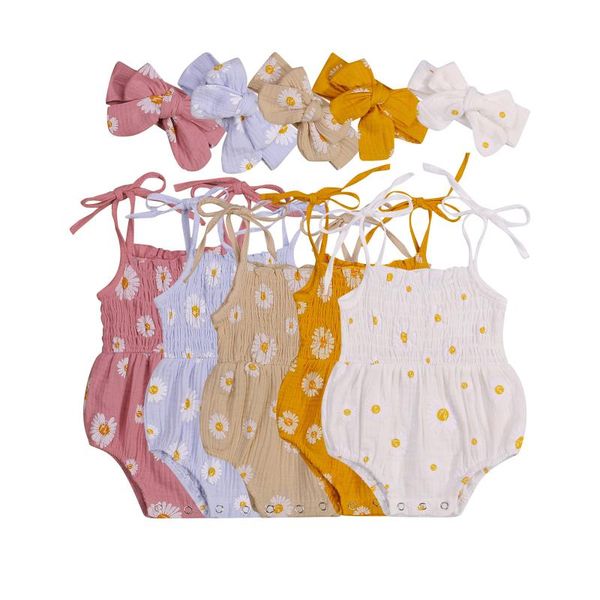 clothing sets 2 pcs born daisy print outfits, baby girl smocked tie up boat neck spaghetti strap romper + headband, White
clothing sets 2 pcs born daisy print outfits, baby girl smocked tie up boat neck spaghetti strap romper + headband, White