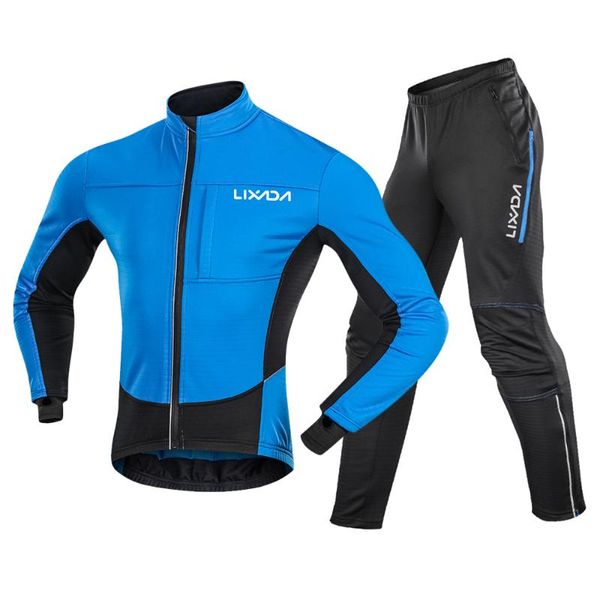 racing sets lixada men winter cycling clothing set jersey windproof thermal fleece mtb bib pants ropa ciclismo triathlon, Black;blue 
racing sets lixada men winter cycling clothing set jersey windproof thermal fleece mtb bib pants ropa ciclismo triathlon, Black;blue