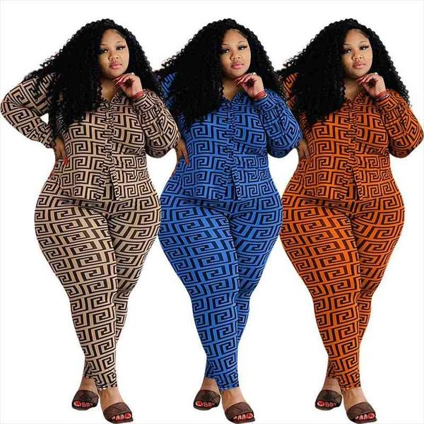 autumn and winter large women long sleeve lapel print casual fashion shirt pants two piece set, White
autumn and winter large women long sleeve lapel print casual fashion shirt pants two piece set, White