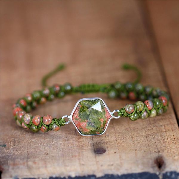charm bracelets boho unakite hexagon beads braided bracelet bohemian green natural stone macrame women jewelry gift drop, Golden;silver
charm bracelets boho unakite hexagon beads braided bracelet bohemian green natural stone macrame women jewelry gift drop, Golden;silver