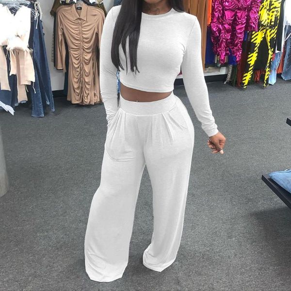 women's two piece pants 2022 product elegant wide leg + solid color long sleeve pullover retro casual women suits set, White
women's two piece pants 2022 product elegant wide leg + solid color long sleeve pullover retro casual women suits set, White