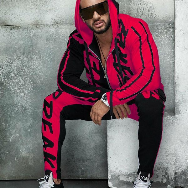 men's tracksuits zogaa sports suit hooded letter printed color matching personality hip-hop zipper cardigan fashion large size, Gray
men's tracksuits zogaa sports suit hooded letter printed color matching personality hip-hop zipper cardigan fashion large size, Gray
