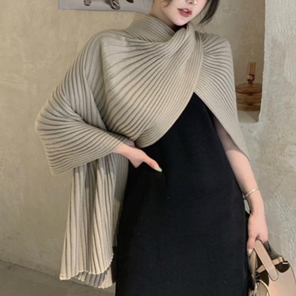 women's sweaters korean chic cape casual knitting scarves for women solid shawl elasticity scarf accessories 2021 fashion vintage, White;black
women's sweaters korean chic cape casual knitting scarves for women solid shawl elasticity scarf accessories 2021 fashion vintage, White;black
