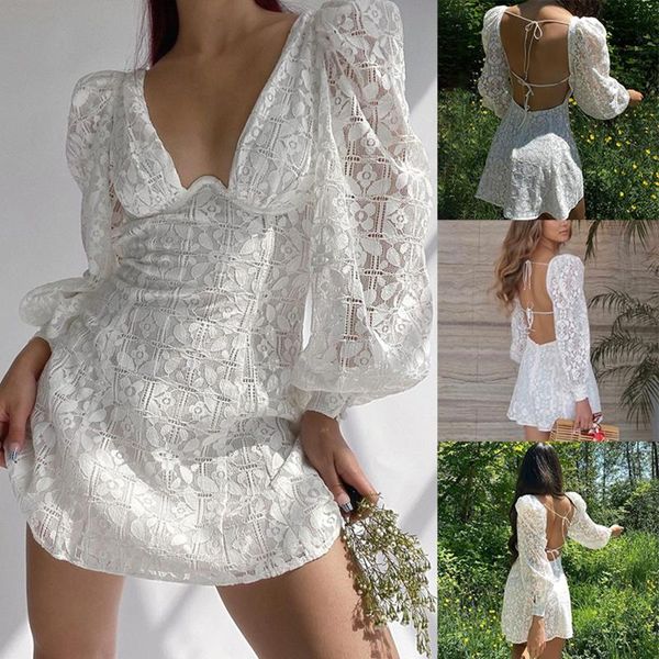 casual dresses elegant women lace floral long lantern sleeve dress beach party clubwear 2021 deep v-neck backless white color, Black;gray
casual dresses elegant women lace floral long lantern sleeve dress beach party clubwear 2021 deep v-neck backless white color, Black;gray