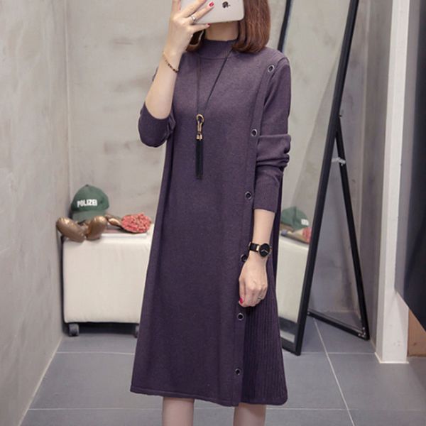 female causal plus size 4xl nightgown long winter sweater loose solid color knitted dress plissado midi f2822 f3uj, Black;gray
female causal plus size 4xl nightgown long winter sweater loose solid color knitted dress plissado midi f2822 f3uj, Black;gray