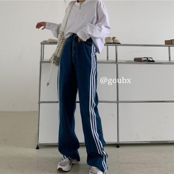 women's pants & capris korean loose and versatile jeans in spring autumn of 2021 high waist straight tube wide leg, Black;white 
women's pants & capris korean loose and versatile jeans in spring autumn of 2021 high waist straight tube wide leg, Black;white