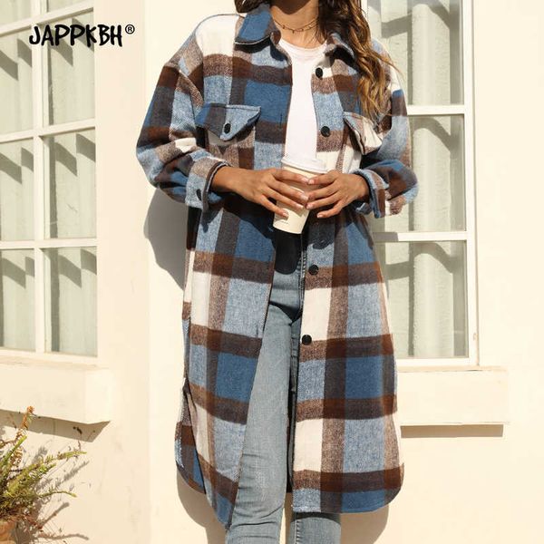 autumn plaid woolen coat women casual single-breasted loose long shirt jackets female retro british warm wool trench coat 210930, Black
autumn plaid woolen coat women casual single-breasted loose long shirt jackets female retro british warm wool trench coat 210930, Black