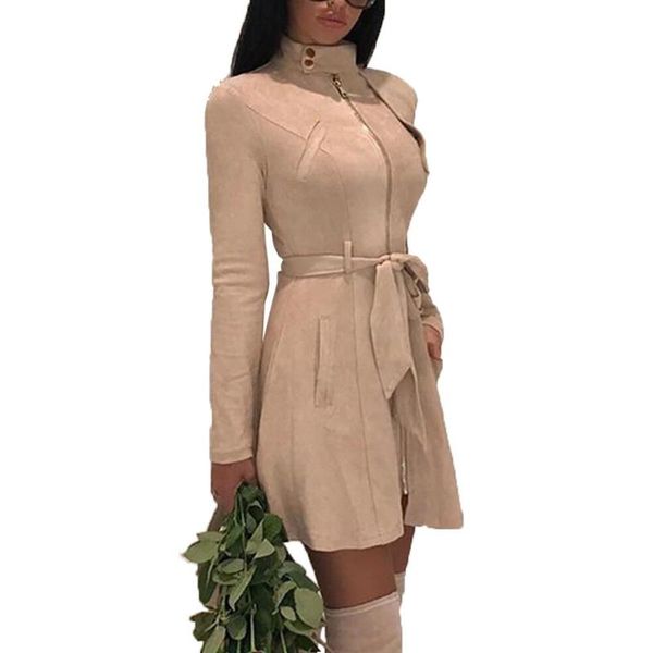 women's wool & blends chic women autumn long sleeve stand collar zipper slim waist belt dress coat, Black
women's wool & blends chic women autumn long sleeve stand collar zipper slim waist belt dress coat, Black