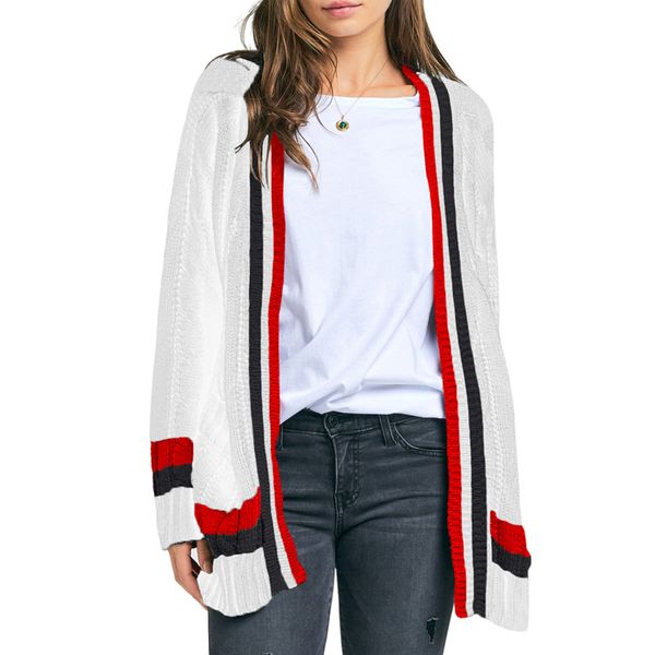 autumn winter sweater women long striped pocket knitted cardigan women knitting new loose cardigan largo mujer, White;black
autumn winter sweater women long striped pocket knitted cardigan women knitting new loose cardigan largo mujer, White;black