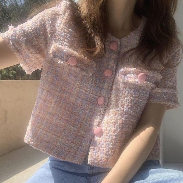 women's jackets korean little fragrant coat 2021 summer fashion ladies short color tweed jacket vintage round neck loose pockets kurtka, Black;brown
women's jackets korean little fragrant coat 2021 summer fashion ladies short color tweed jacket vintage round neck loose pockets kurtka, Black;brown