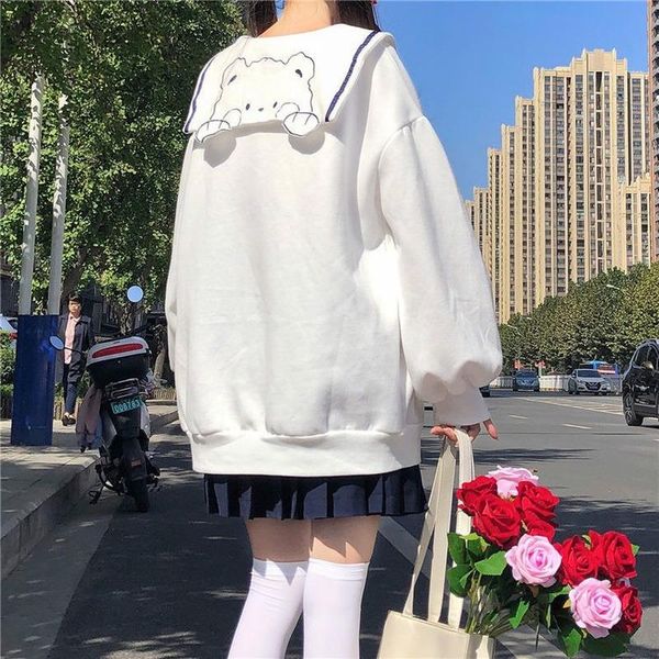 women's hoodies & sweatshirts japanese sweet bear shirts 2021 autumn winter bow tie girl's kawaii sailor collar loose long sleeve, Black
women's hoodies & sweatshirts japanese sweet bear shirts 2021 autumn winter bow tie girl's kawaii sailor collar loose long sleeve, Black