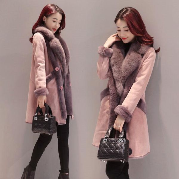 women's fur & faux 2021 winter mid-length lamb coat female deerskin velvet plus thick coats ladies big collar slim overcoat e220, Black
women's fur & faux 2021 winter mid-length lamb coat female deerskin velvet plus thick coats ladies big collar slim overcoat e220, Black