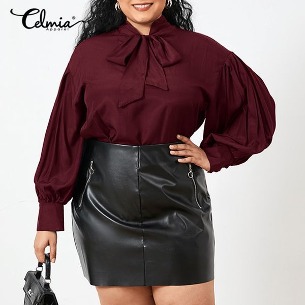 blouses 5xl celmia elegant office lady bow collar blouses women spring long puff sleeve 2021 fashion solid loose lace up ol blusas, White
blouses 5xl celmia elegant office lady bow collar blouses women spring long puff sleeve 2021 fashion solid loose lace up ol blusas, White