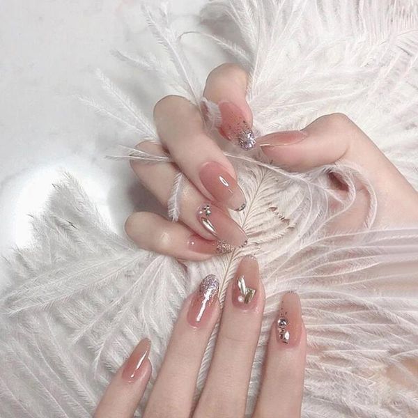 false nails 24pcs glittering long removable fake nail stickers wearing art patterns with glue press on set accessories, Red;gold
false nails 24pcs glittering long removable fake nail stickers wearing art patterns with glue press on set accessories, Red;gold