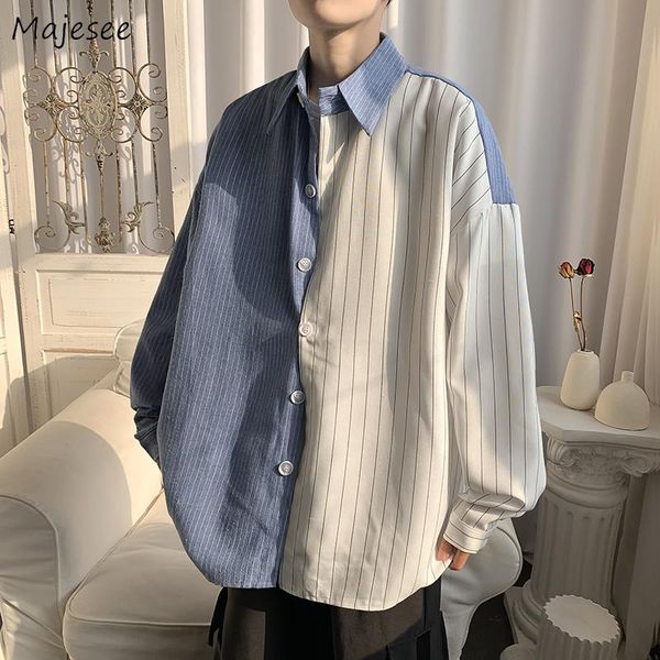 men shirts patchwork striped long sleeve oversize loose teens harajuku turn down collar ins all-match cozy streetwear shirt men's casua, White;black
men shirts patchwork striped long sleeve oversize loose teens harajuku turn down collar ins all-match cozy streetwear shirt men's casua, White;black