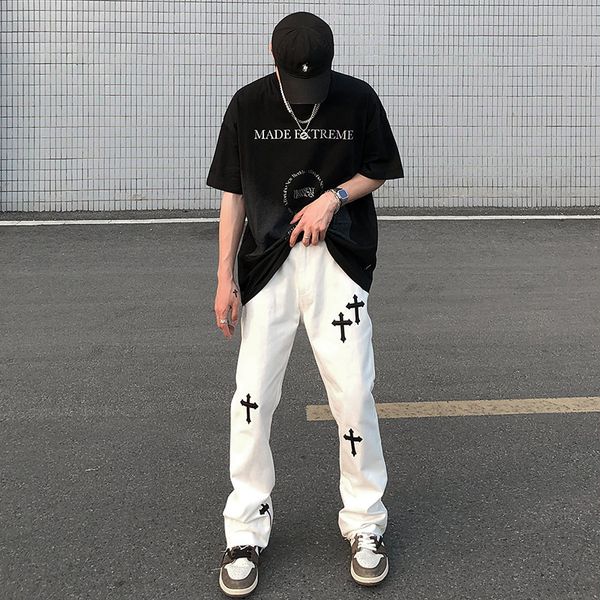 casual pants high street loose vibe long men's hip hop embroidered cross micro flared, Black
casual pants high street loose vibe long men's hip hop embroidered cross micro flared, Black