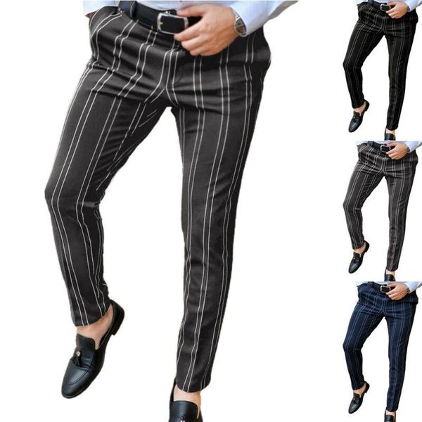 men's pants clothing fashion slim striped trousers formal business work long outdoor men skinny, Black
men's pants clothing fashion slim striped trousers formal business work long outdoor men skinny, Black