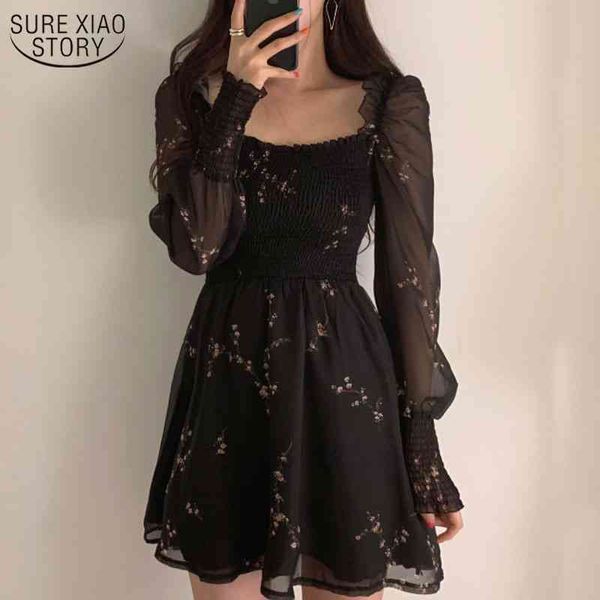 summer womens black dress vintage flower long puff sleeve chiffon dresses korean casual mini vestidos mujer clothes 13676 210508, Black;gray
summer womens black dress vintage flower long puff sleeve chiffon dresses korean casual mini vestidos mujer clothes 13676 210508, Black;gray