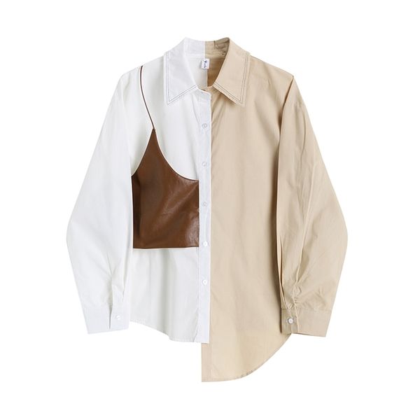 vm women blouse color matching shirts irregular ladies long sleeve loose casual woman autumn winter 210730, White
vm women blouse color matching shirts irregular ladies long sleeve loose casual woman autumn winter 210730, White