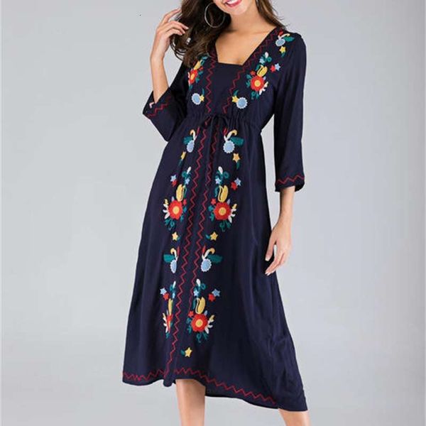 national casual style dresses heavy industry embroidery flower deep v-neck loose half sleeve dress, Black;gray
national casual style dresses heavy industry embroidery flower deep v-neck loose half sleeve dress, Black;gray