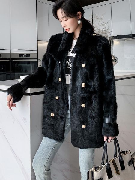 women's fur & faux 2021 winter imported luxurious black 100% tuscany coat double-breasted mid-length warm korean version
women's fur & faux 2021 winter imported luxurious black 100% tuscany coat double-breasted mid-length warm korean version